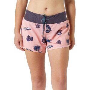 rabbit Shorts Womens MD Surf N Turf 4” Running Board Coral Cloud